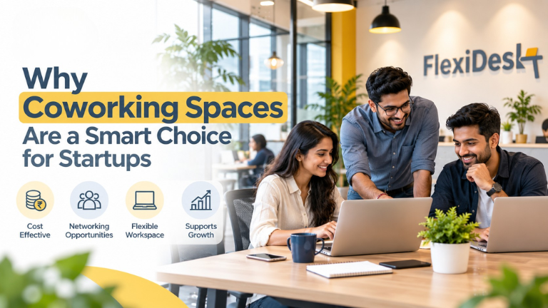 FlexiDesk coworking space for startups in Dehradun featuring a modern office, collaborative workspace, and professional team.